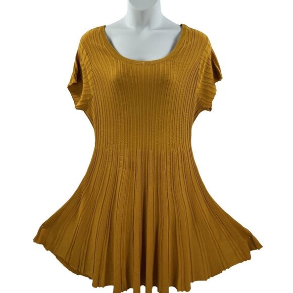 Torrid 3 Womens Marigold Sweater Skater A Line Dress Knee Length Cap Sleeve - Picture 2 of 10